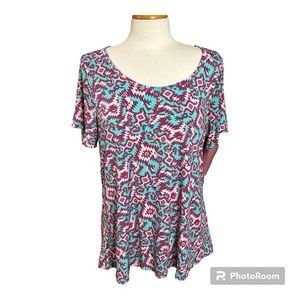 NWT LuLaRoe Teal and Purple Classic Tee